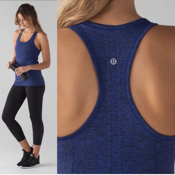 Lululemon Swiftly Tech Racerback Blazer Blue / Black Top Seamless Yoga Run 2 - Picture 2 of 12